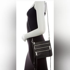 Black Leather Crossbody Bag/ Rebecca Minkoft